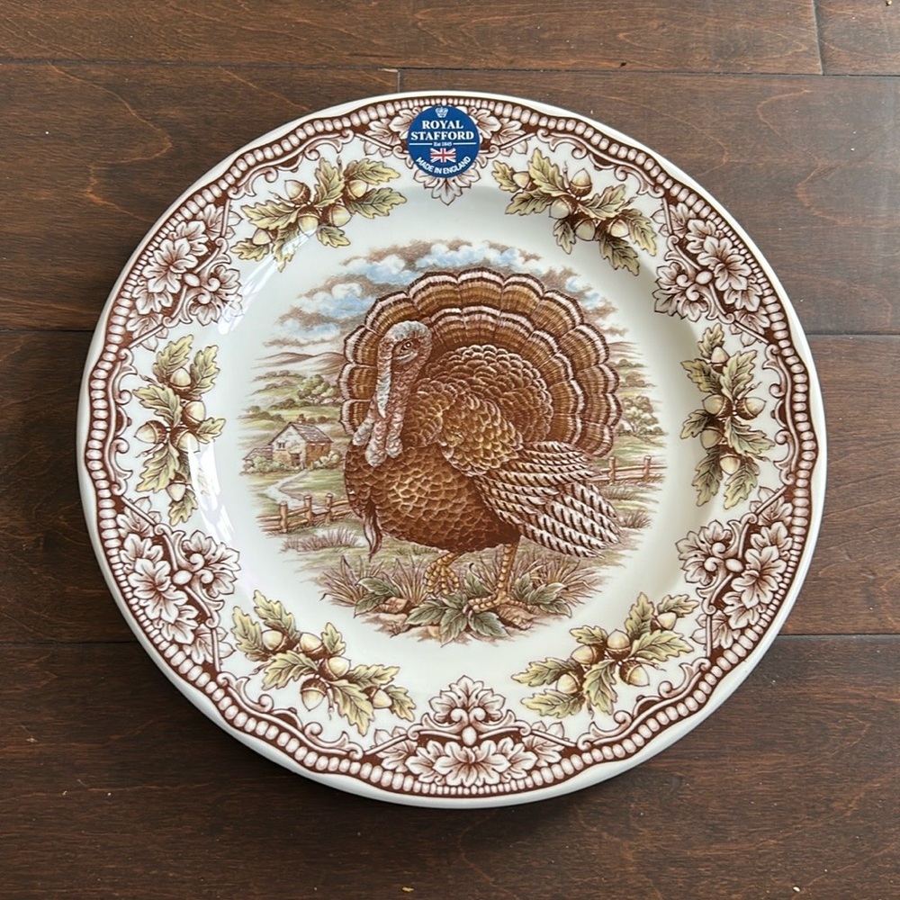 Royal Stafford Turkey thanksgiving Dinner Plate set of 2 , 11" England New